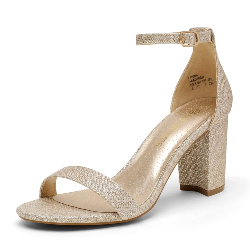 Women’s Dream Pairs Gold Block Heel